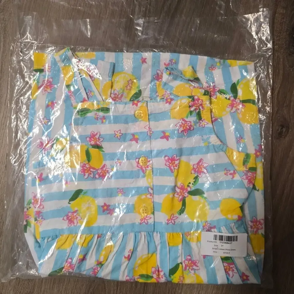 Beebay girls Lemon Striped Pinafore Dress 2 years NWT